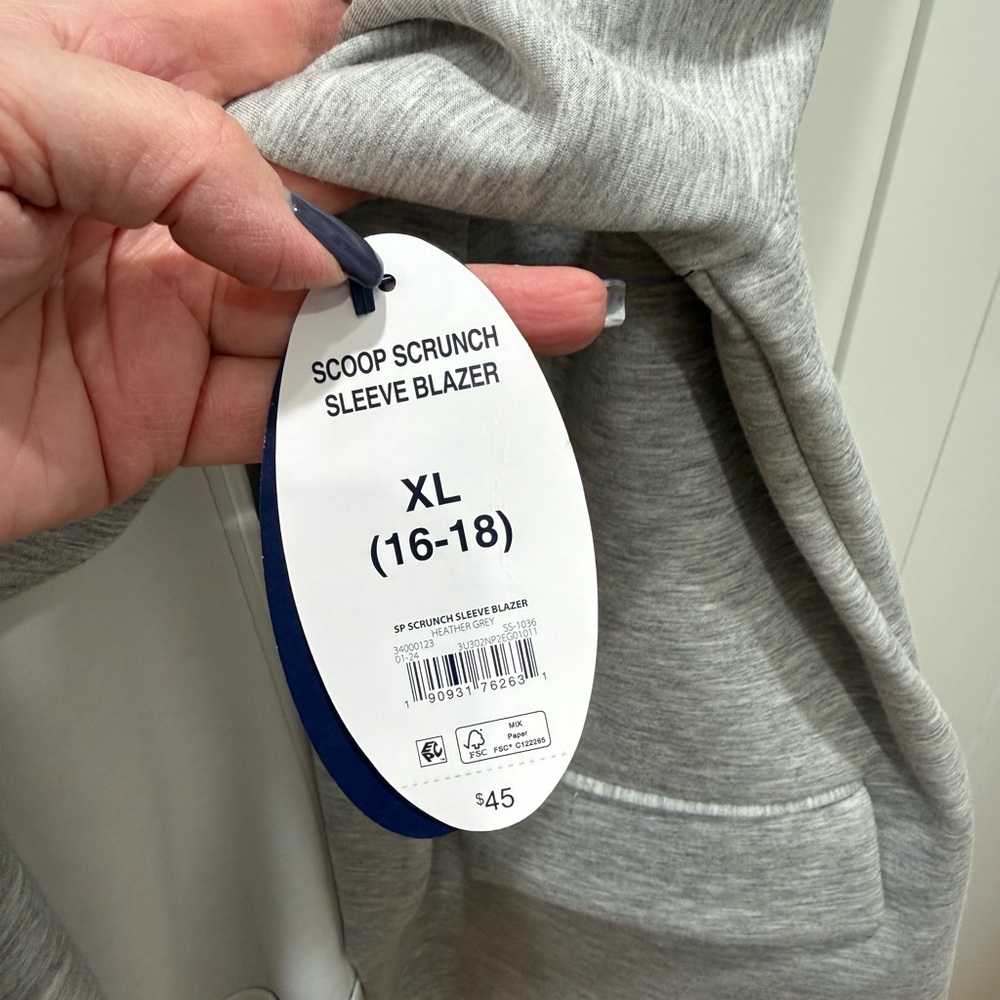 NWT Scoop Gray Knit Scrunch Sleeve Jacket, XL - Picture 14 of 14